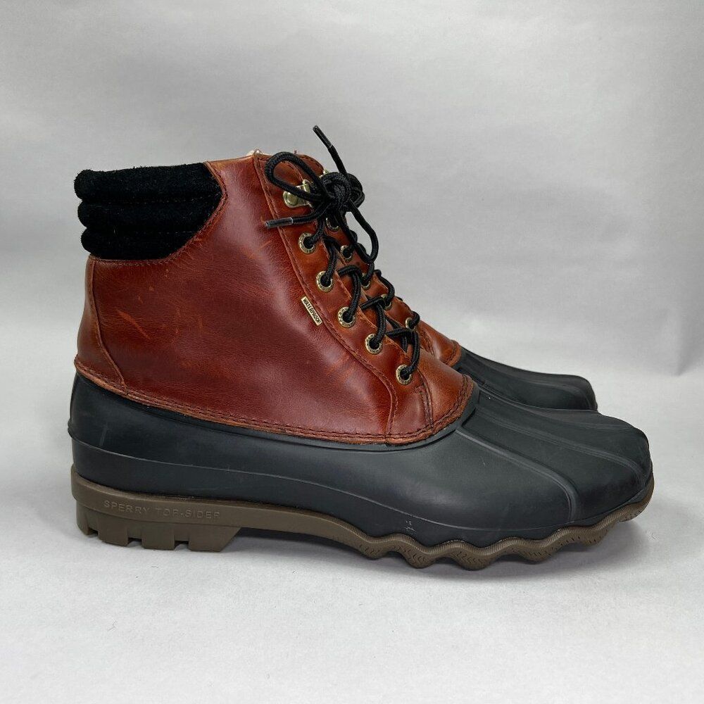 Sperry Avenue Duck Boots Men's Size‎ 10 Brown Leather Waterproof Outdoor Hiking